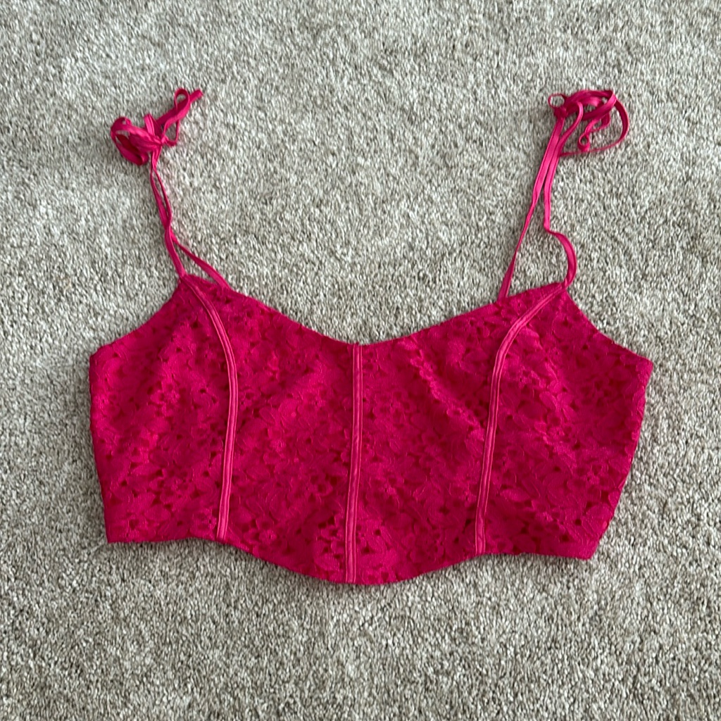 Pink Lace Lovers  Friends Crop Top Size Large Brand New